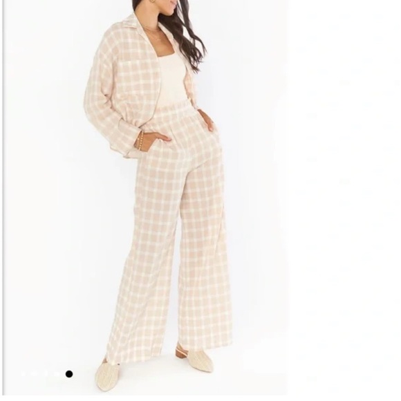 Show Me Your MuMu Jessica’s Button Down Cream Plaid Lightweight Pockets Size M - Picture 2 of 7